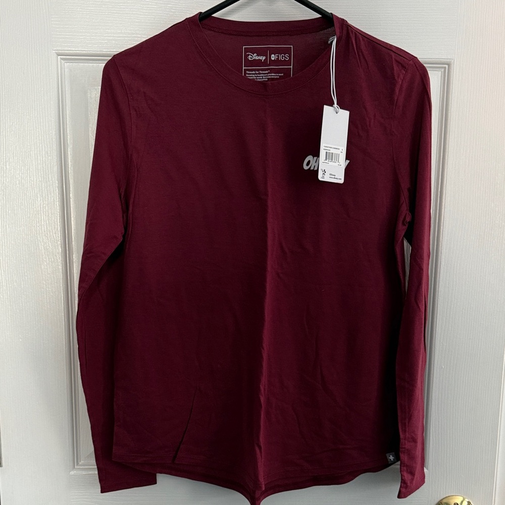 Figs x Disney Burgundy Long Sleeve Underscrub Tee